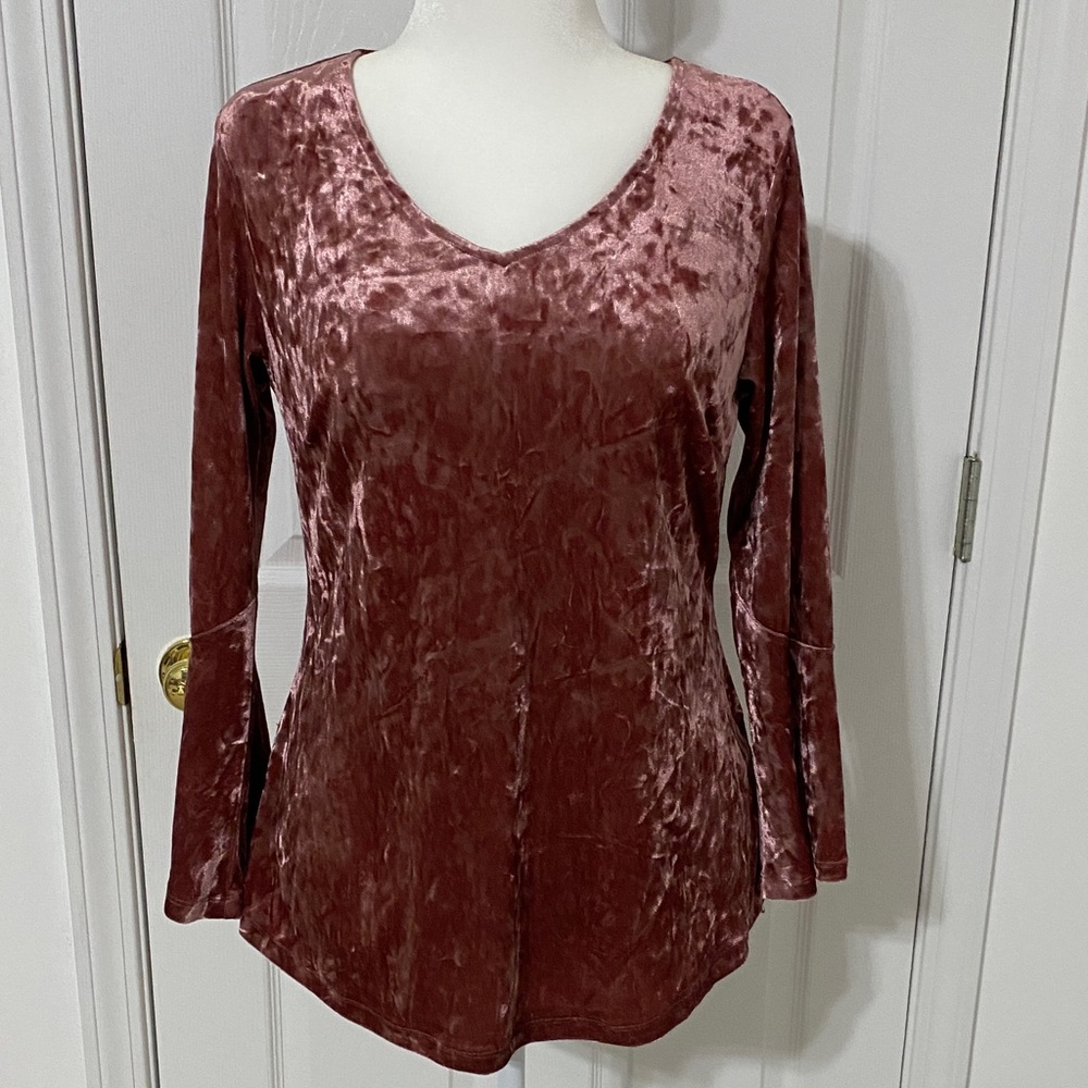 Isaac Mizrahi Pink Velvet Dressy Casual Blouse